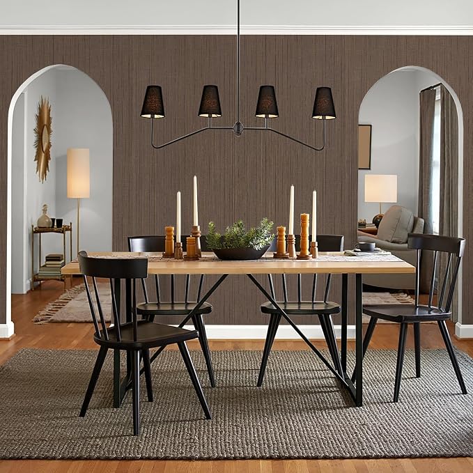 Brown Grasscloth Peel and Stick Wallpaper - 15.7"x120" Vintage Texture Removable Waterproof Wall Paper for Room Walls, Cabinets, Furniture, Drawers, Desk