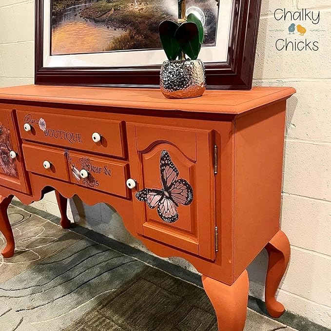 Chalky Chicks 32 Fl Oz Matte Pumpkin Pie (Orange) Chalk Paint for Furniture Without Sanding - No Prep Furniture Paint No Sanding All in One for Crafts, Wood, Walls, Cabinet, Metal, Dresser, Farmhouse