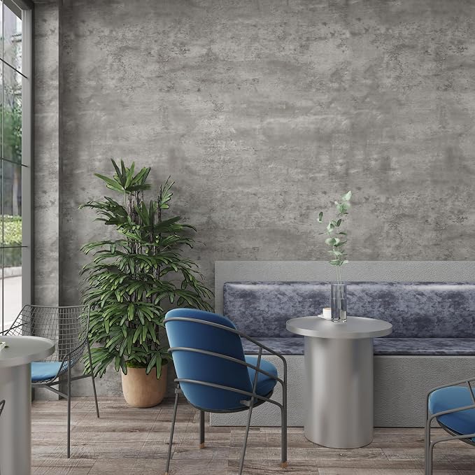 24"×354" 3D Wide Concrete Wallpaper Peel and Stick Light Grey Concrete Cement Contact Paper Vinyl Wrap Stained Matte Texture Self Adhesive Wall Sticker Paper for Countertops Bedroom Garage Coffee Room
