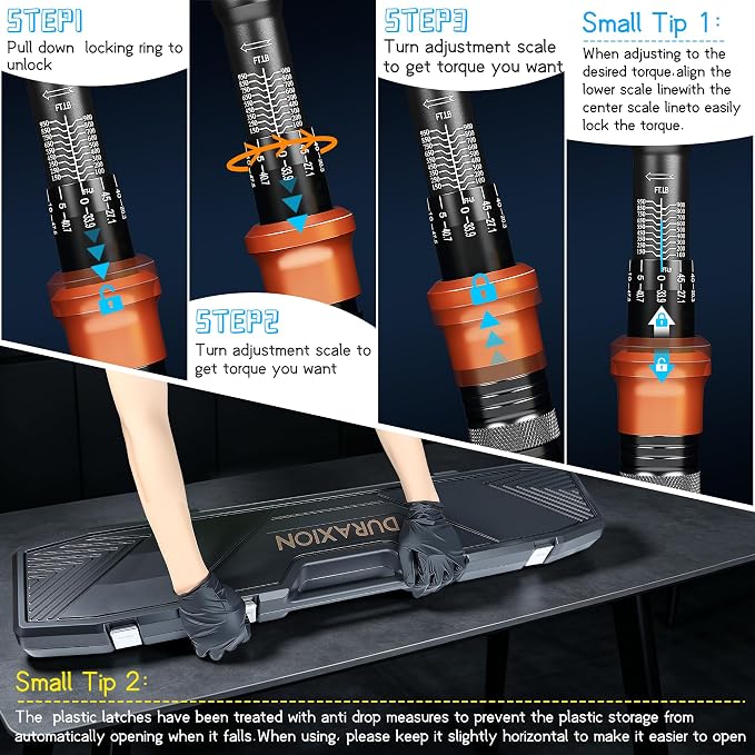 Torque Wrench 3/4-Inch Drive Dual Range Scale 100-950ft.lb/135.58-1288.03Nm | ±3% Precision, 48 tooth Dual-direction Torque Wrenches for Car Truck Maintenance and Product Assembly