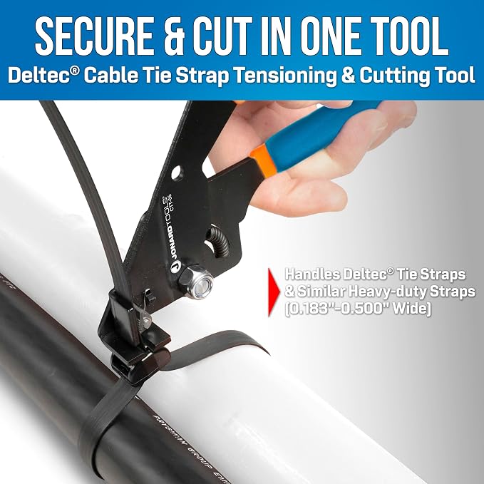 Jonard Tools CTT-05 Deltec® Cable Tie Strap Tensioning & Cutting Tool - 0.183"–0.500" Strap Width Capacity, Heavy-Duty, Spring-Loaded Head, Comfortable Grip