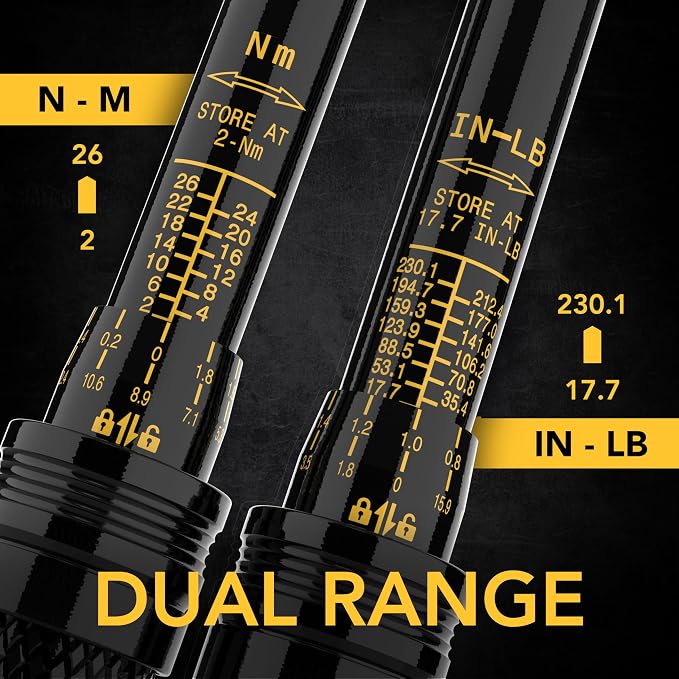 LEXIVON Bike Torque Wrench 1/4-Inch Drive, Newton Meter | 72-Tooth Gear, Dual-Direction Click Type, 2-26 Nm (17.7-230.1 in-lb) | Portable for Road & Mountain Bicycles (LX-190)