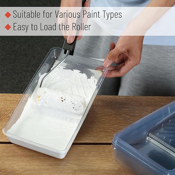 Bates- Paint Tray Liner, 4" and 9", 20 Pack, Clear 4" and White 9", Plastic Disposable Paint Tray for Painting Walls
