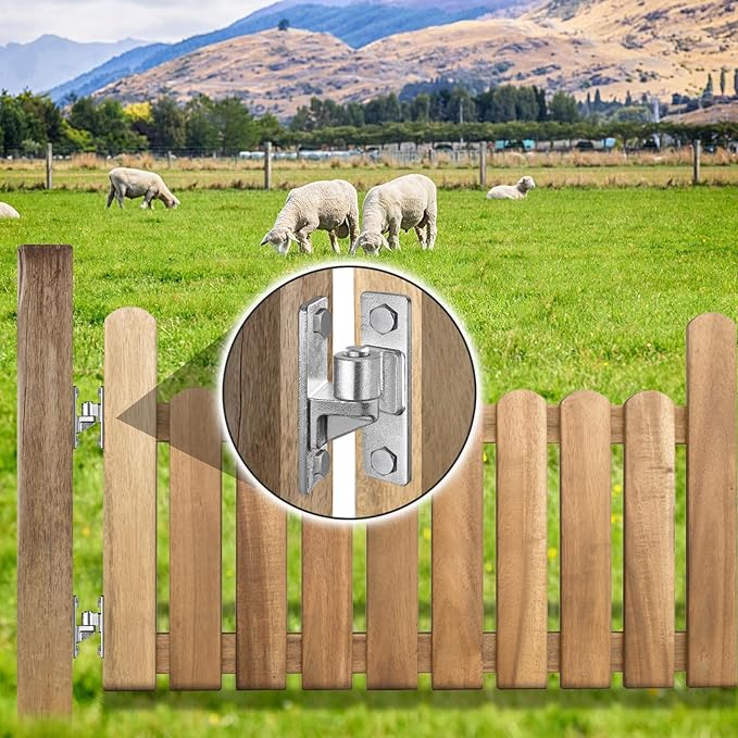 Heavy Duty 4.9" Gate Hinges, Steel Hinges with Electroplated Coating, 2‑Pack Wall‑Mount Female & Male Hinges for Fences & Farm Gates, 600 lbs Capacity