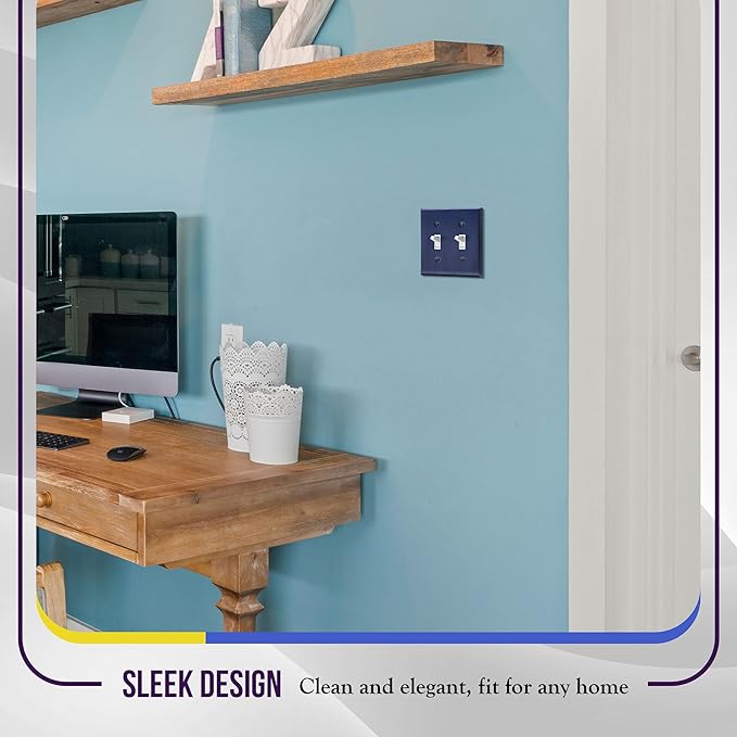 ENERLITES Toggle Light Switch Metal Wall Plate, Stainless Steel Switch Cover, Corrosion Resistant, Standrad Size 2-Gang 4.50" x 4.57", Stainless Steel 201, 7712-BBL, Brushed Blue (Pack of 1)