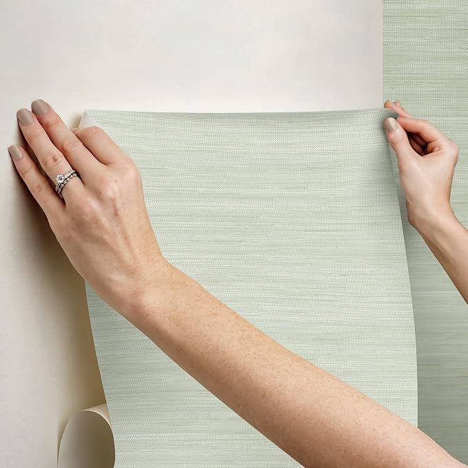 NuWallpaper x Society Social Green Classic Faux Grasscloth Peel & Stick Wallpaper, SSS6007