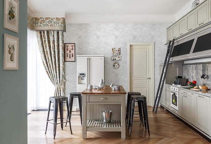 393"x17.3" Peel and Stick Wallpaper Floral Contact Paper Flower Modern White Gray Wallpaper Boho Removable Wall Paper Self Adhesive Contactpaper for Cabinets Drawers Bedroom Thicken Vinyl