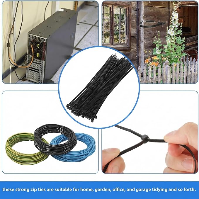 Shappy 500 Pack Long Zip Ties Heavy Duty, Ultra Exclusive Strong Cable Ties Large Industrial Electrical for Indoor Outdoor Plastic Wraps (Black,24 Inch)
