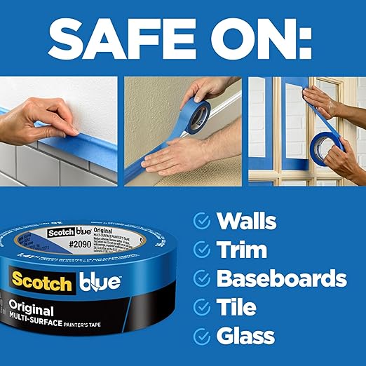 ScotchBlue Original Multi-Surface Painters Tape, 2 Inch Wide (1.88 in. x 60 Yds), 6 Rolls Blue Paint Tape Protects Surfaces & Removes Easily, Masking Tape for Indoor and Outdoor Use (2090-48TP6)