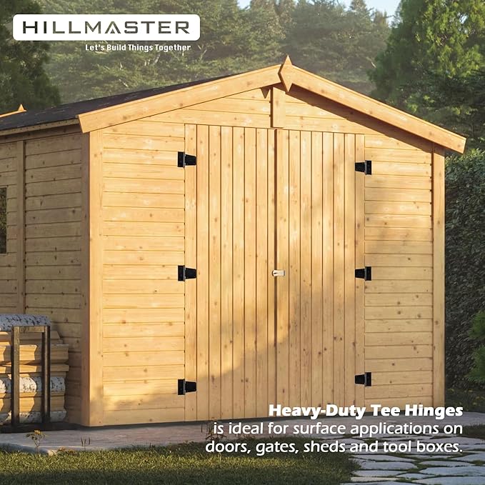 HILLMASTER 3.5 inch Heavy Duty Gate Hinges Fence Door Hinges Durable Gate Strap Hinge for Indoor Outdoor, Gate Hardware Kit for Shed, Wooden Fences, Vinyl Fence Gate, Barn Door, Garage, 4 Pack