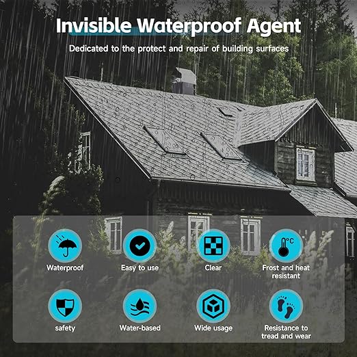 Transparent Waterproof Coating, Indoor & Outdoor Sealant, Invisible Waterproof Agent, Water-Based Clear Sealant for Roofs, Walls, Bathroom, Kitchen, Garden, Invisible Leak Repair Coating (16 floz)