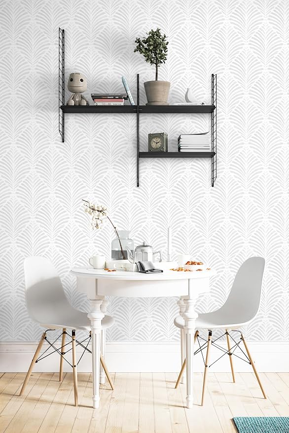 Safiyya Peel and Stick Wallpaper Boho 17.3"x196" Light Grey Geometric Modern Wall Paper Self Adhesive Removable Wallpaper for Bedroom Vinyl Rolls