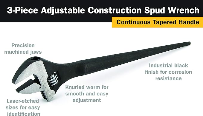 Titan 223 Adjustable Construction Spud Wrench, 3-Pc Set (Pack of 8)