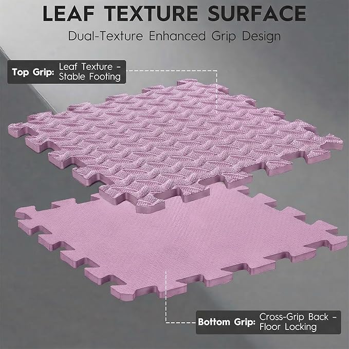 18 Tiles Puzzle Exercise Mat, EVA Interlocking Foam Floor Tiles, Non-Slip, Protective, Water-Resistant Flooring for Home Gym & Workout Equipment, 12.6" x 12.6" x 0.4", 18 Sq Ft