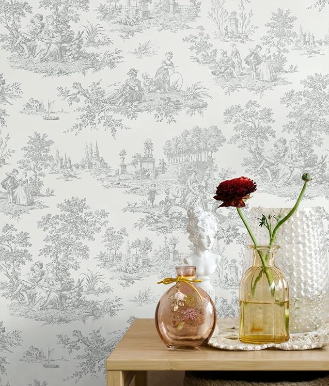 NextWall Chateau Toile Peel and Stick Wallpaper (Argos Grey)