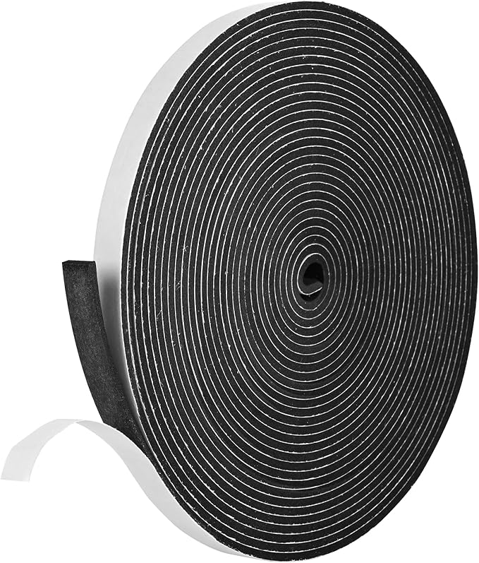 Kikerike Self Adhesive Foam Tape Weatherstrip 1/2In x 1/8In x 26Ft High Density Foam Insulation Strips Seal Weather Stripping with Strong Adhesive for Door and Window Sound Isolation Soundproofing