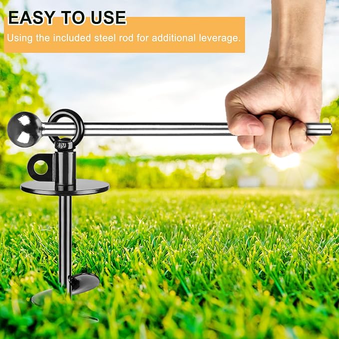 Dog Tie Out Cable and Stake, 30ft Dog Lead, 15" Heavy Duty Dog Anchor for Dogs Up to 125lbs, No Tangle, Dog Runner for Yard and Camping