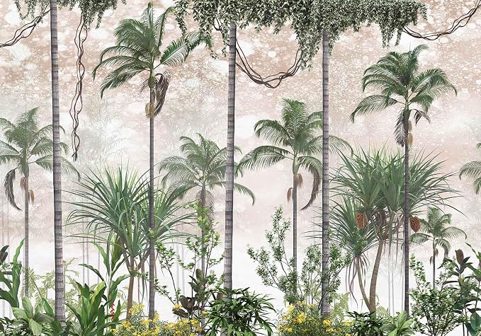 Jdayda Tropical Forest Landscape Wallpaper Palm Tree Large | 170"x120" Not Self-Adhesive Art Wall Mural for Bedroom Livingroom