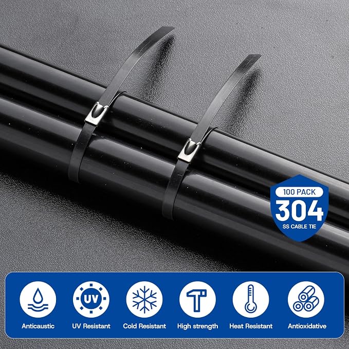 Metal Zip Ties, Stainless Steel Cable Tie Gun Set with 300pcs Metal Zip Tie Heavy Duty Outdoor Adjustable Fastening Cutting Tie Tool Sets for Chain Link Fence, Exhaust Pipe, Farms, Poultry Fence