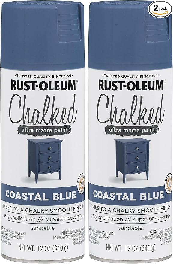 Rust-Oleum 302598 Series Chalked Ultra Matte Spray Paint, 12 Ounce (Pack of 2), Coastal Blue