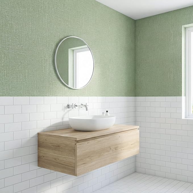 WADILE Grasscloth Peel and Stick Wallpaper 15.7in x 196.8in Light Green | Textured contact paper, Faux linen, Vinyl material, Cabinets, Self adhesive