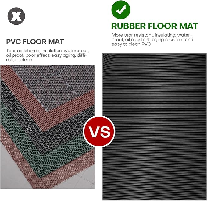 3mm Thin Coin-Grip Rubber Flooring Roll, 4ft x 2ft Heavy Duty Waterproof Anti-Slip Mat, Easy to Clean & Install Floor Protector for Gym, Garage, Basement