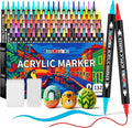 FansArriche 132 Colors Acrylic Paint Markers, Dual Tip Brush & Fine Point Permanent Markers Set for Fabric, Wood, Stone, Canvas, Rock, DIY Art Supplies Kit