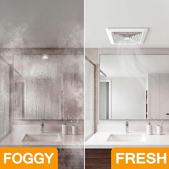 Fitop Bathroom Exhaust Fan 130CFM 1.5 Sones Ultra Quiet Ceiling Mounted – No Attic Access Required, Easy Installation, High Airflow Ventilation Fan for Bedroom, Laundry, Kitchen & Bathroom