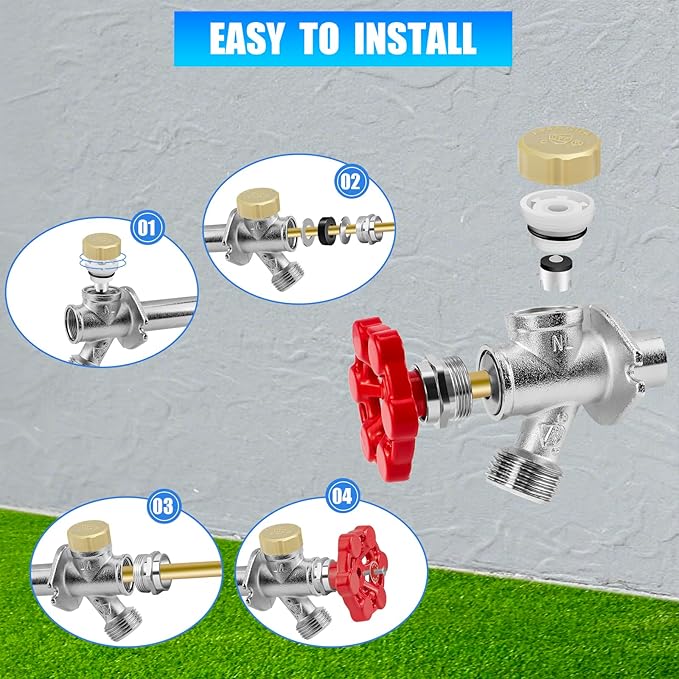Jingzan 2 Sets Outdoor Faucet Repair Kit, ASSE 1019-A Vacuum Breaker and Handle Replacement Kit, Compatible with Anti-Siphon Frost-Free Sillcock Valves & Wall Hydrant (2 Sets Repair Kit)