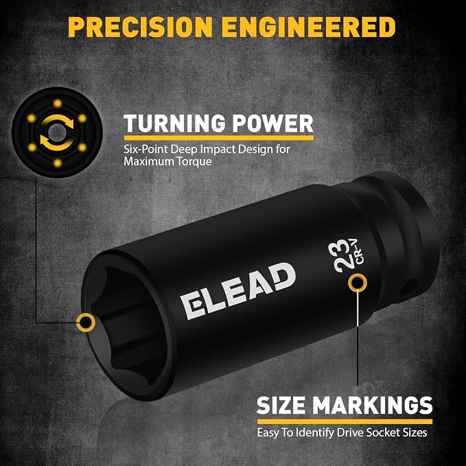 67 Piece 1/2" Drive Deep Impact Socket Set: Standard SAE (3/8"-1-1/4") & Metric (8-24 mm), Including 3 ", 5", 10" Extension Bar, Universal Joint, Ratchet Handle and Adapter