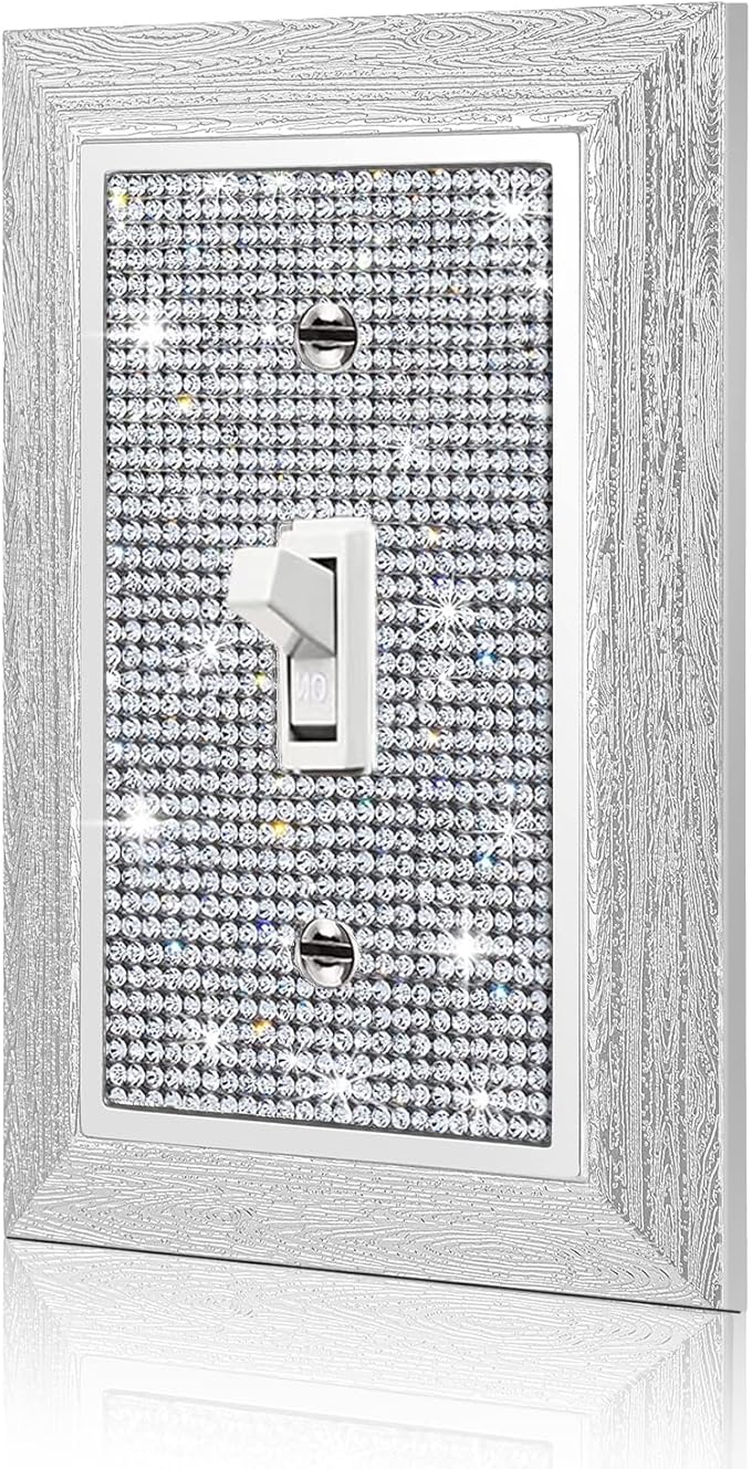 1 Pcs Shiny Rhinestones Wall Plates Light Switch Cover Plate Decorative Wall Plate Single Toggle Imitation Wood Grain Switch Plates