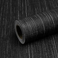Black Grasscloth Peel and Stick Wallpaper - 15.7"x120" Vintage Texture Removable Waterproof Wall Paper for Room Walls, Cabinets, Furniture, Drawers, Desk