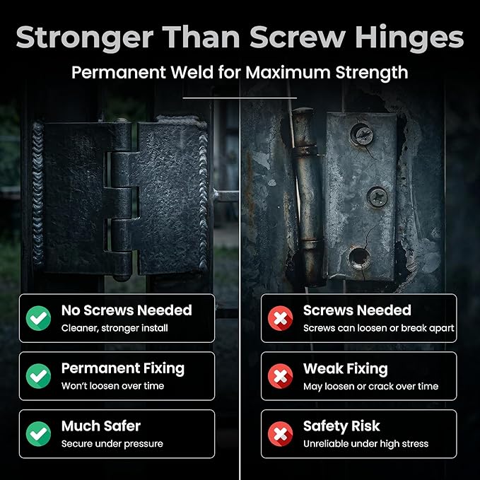 Heavy Duty Gate Hinges 4" x 4", 2 Pairs Weldable Hinges, 5/32" Thick Steel Butt Hinges for Metal Gates, Doors, Trailers & Tailgates, Uncoated Dark Grey