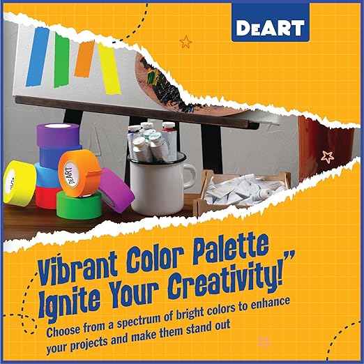 DEART 12PCS Colored Masking Tape, Kids Art Supplies, DIY Craft Tape, Colored Tape Rolls, Colored Painters Tape, 1.7cm x 10m (2/3In x 11Yards) for Labeling Coding Rolls Washi Scale Scrapbook Lab Tape