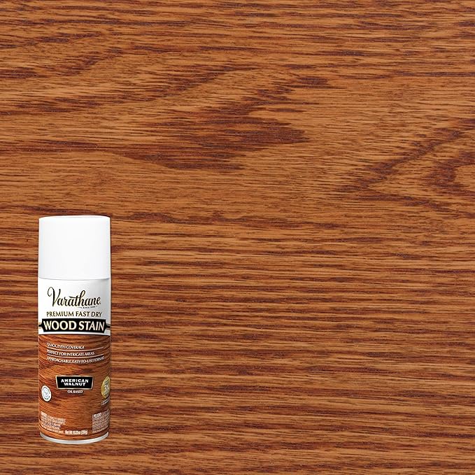 Varathane Premium Fast Dry Wood Stain Spray | 1 Hour Dry Time | 1 Coat Color | Interior Wood Stain | Furniture, Cabinets, Doors, Trim | 10.25 oz | 6 Pack | American Walnut