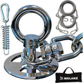 Dog Tie Out Stake with Shock Spring, Dual 20ft Cables, Heavy Duty 304 Stainless Steel Anchor, 2x360° No Tangle Swivel for Large Medium Small Dogs, Yard & Camping (Stake/2X20ft Cable/250lbs)
