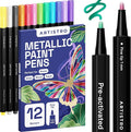 ARTISTRO 12 Metallic Paint Pens for Glass Marking, Rock Painting, Ceramic, Wood, Fabric, Scrapbooking, DIY Craft Making, Coloring - Acrylic Paint Markers Fine Tip 1mm