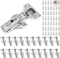 40 Pack 1/2'' Overlay Face Frame Soft Close Hidden Cabinet Hinges, 105 Degree 3D Adjustable Clip On Plate Concealed Kitchen Cupboard Door Hinges with Screws