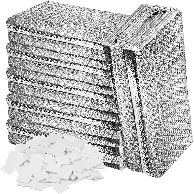 16p 24"x47" Garage Door Insulation Kit, 6mm Double Bubble Reflective Foil | For 2 Car Reflective Aluminum Foil Summer & Winter Barrier Sheets for Garage Greenhouse Attics Walls