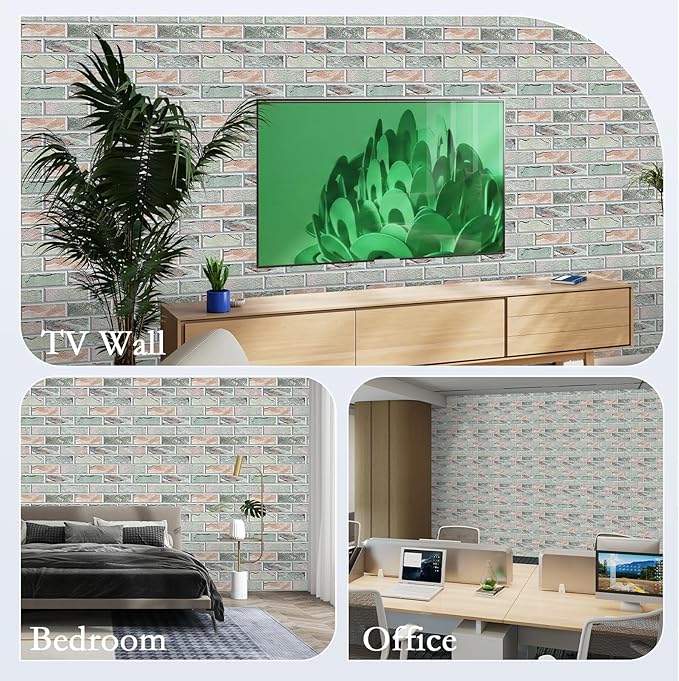 12Pack Acoustic Panels, 12"×12"×0.4" Self-Adhesive 3D Brick Pattern Sound Proof Panels for Walls, Decorative Sound Dampening Wall Panels for Recording Studios, Offices, Home, Stone