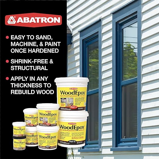 Abatron WoodEpox Kit - 12 oz - 2-Part Structural Epoxy Adhesive Filler - Wood Filler Putty