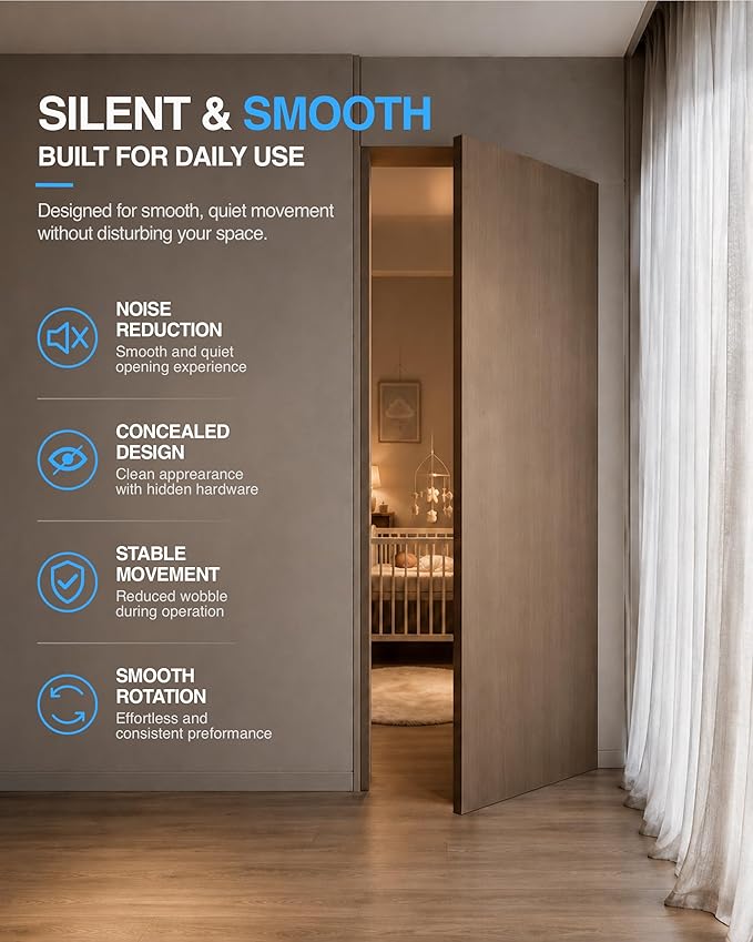 Onedaful 2 Kits 6 inch Stainless Steel Hidden Door Hinges Invisible Hinges for Door, 180 Degree Swing Concealed Hinges, 3 Way Adjustable & Heavy Duty for Secret Door (Load-Bearing Up to 170lbs)