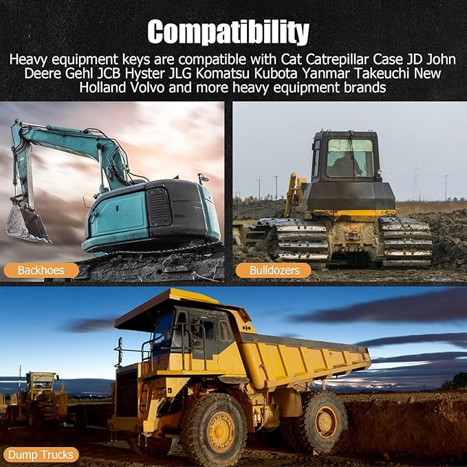 50 Heavy Equipment Keys Master Set, Construction Machinery Keys Set for Cat Catrepillar John Deere Komatsu Kubota Volvo Case JCB Hyster JLG Yanmar Takeuchi New Holland Heavy Equipment