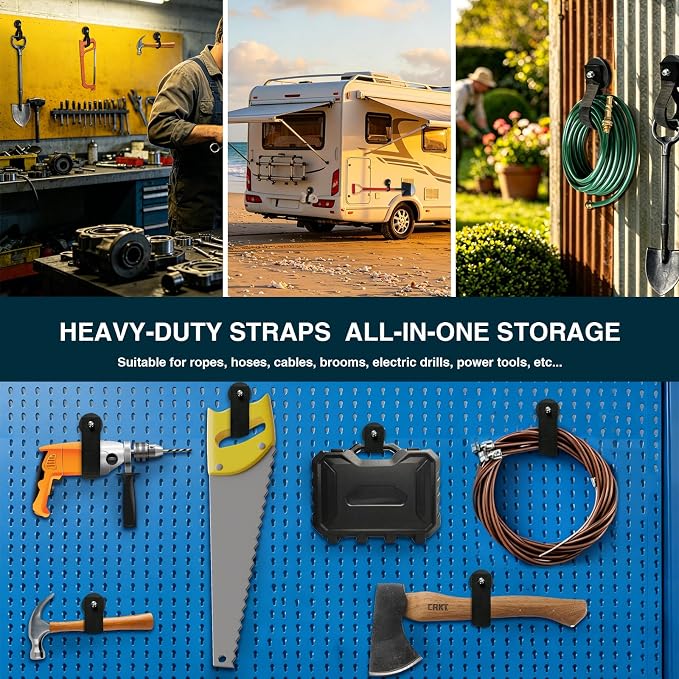 Zihvfzu 4 Pack Magnetic Hook Straps - 2.59" Heavy Duty Magnetic Tool Holder for Garage, Workshop, RV, Pickup - Cable Management Wrap for Extension Cord, Rope, Hose, Wire - Strong Magnet Tie for Tools