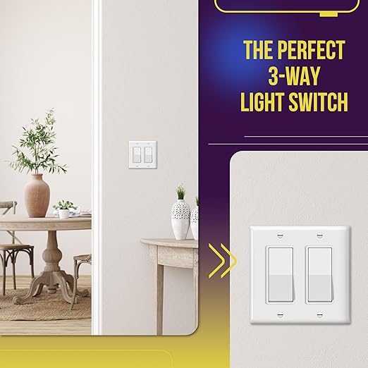 ENERLITES 3-Way Decorator Paddle Light Switch, Single Pole or Three Way, 3 Wire, Grounding Screw, Residential Grade, 15A 120V/277V, UL Listed, 93150-W-40PCS, White (40 Pack)