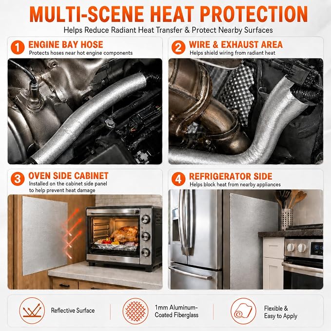 FLASLD Thermal Block - Automotive Heat Shield - Reflective Aluminum, Insulation & Adhesive 40'' X 60''