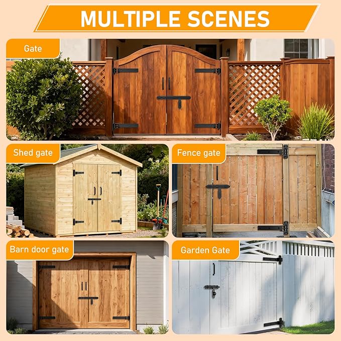 Heavy Duty Gate Hinges, 900 Lbs Capacity and Built-in Ball Bearings, 13" Bolt-On or Weld-On Hinges, 180° One-Way Open Gate Hinges for Wooden/Metal Gates,Garden Gates, Fence, Sheds (Matte Black)