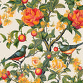 Danodoi Orange Vintage Bird and Stick Wallpaper 17.5" x 393" | Waterproof Vinyl Self Adhesive Removable Renter Friendly Floral Contact Paper