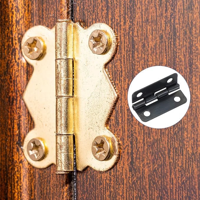 MECCANIXITY Small Butt Hinges 1 Inch Mini Jewelry Box Hinge with Screw for Jewelry Wooden Boxes Cabinet Drawer Doors Gate (Black, Pack of 12)