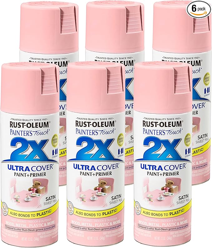 Rust-Oleum 249063-6PK Painter's Touch 2X Ultra Cover Spray Paint, 12 oz, Satin Sweet Pea, 6 Pack
